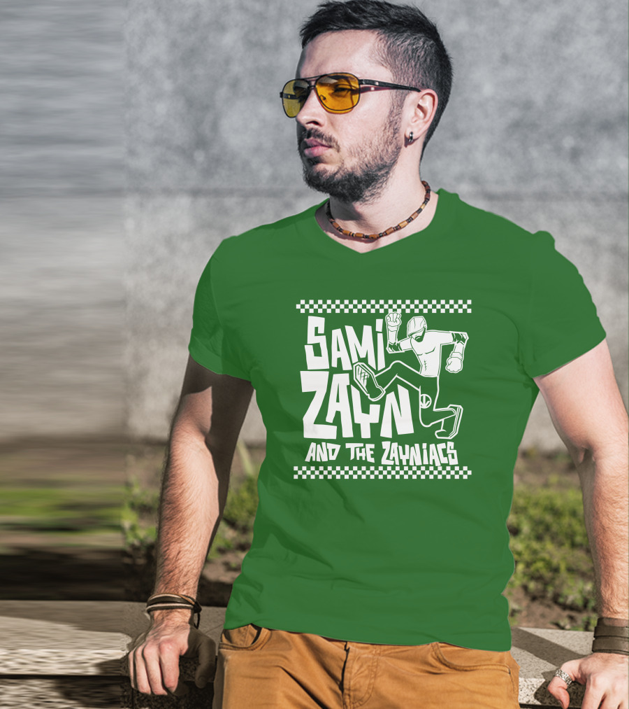 Sami Zayn And The Zayniacs Checkerboard Jumping Person T-Shirt