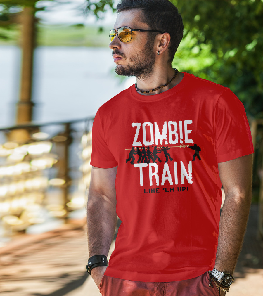 Zombie Train Line 'Em Up Shooter Challenge T-Shirt