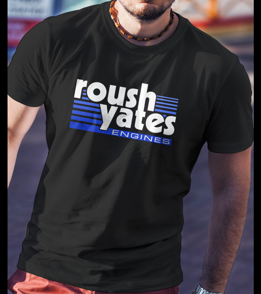 Roush Yates Engines Logo Blue Stripes T-Shirt