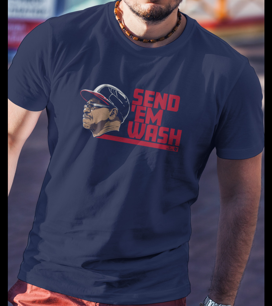 Ben Verlander Wearing Send 'Em Wash Ron Washington Flippin' Bats Podcast T-Shirt