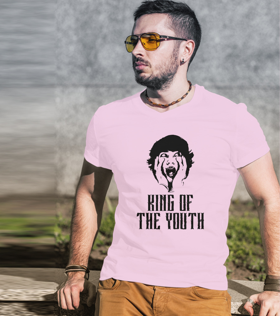 Baylen Levine Merch Store King Of The Youth Pink Graphic Featuring Shouting Face T-Shirt