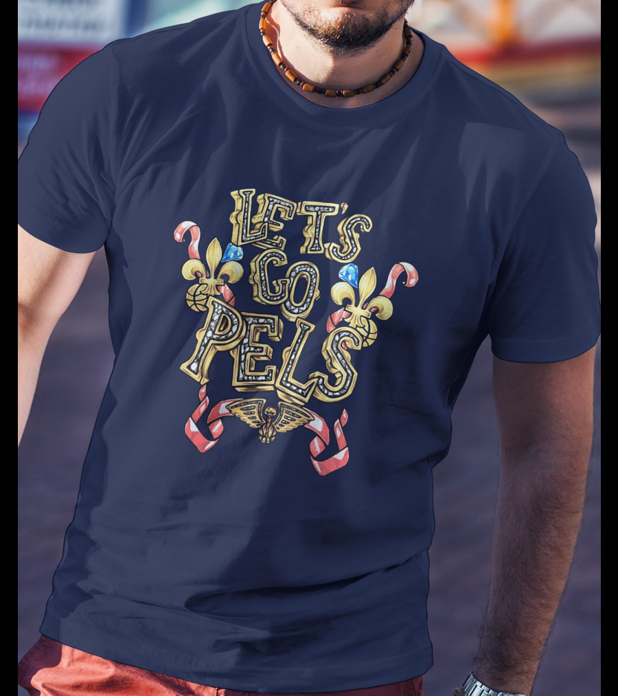 New Orleans Pelicans Let's Go Pels Fleur-de-Lis Basketball Elements T-Shirt
