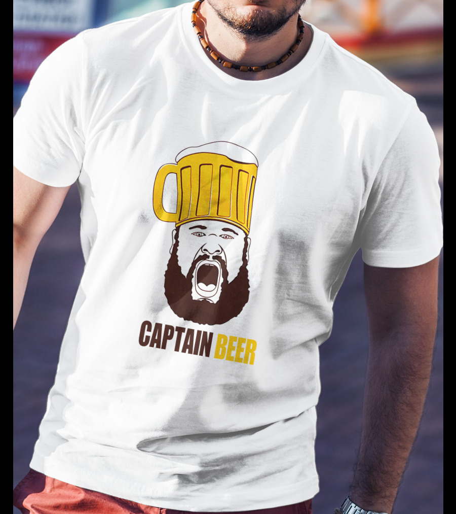 Dominic Grecco Captain Beer Mug Head Shouting Bearded Face T-Shirt