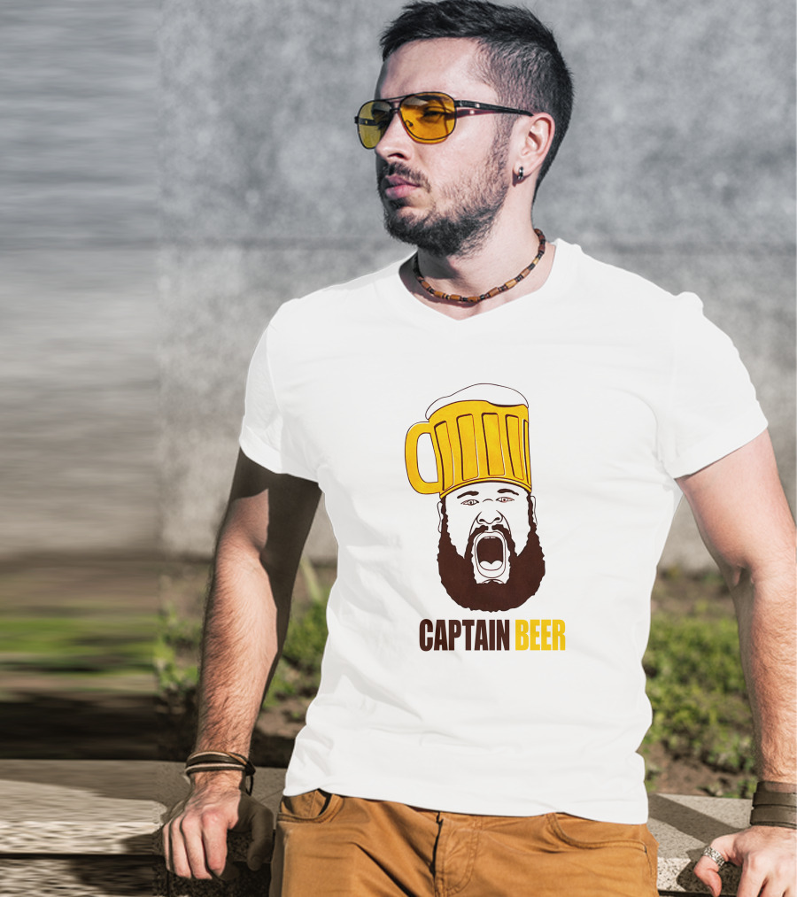 Dominic Grecco Captain Beer Mug Head Shouting Bearded Face T-Shirt