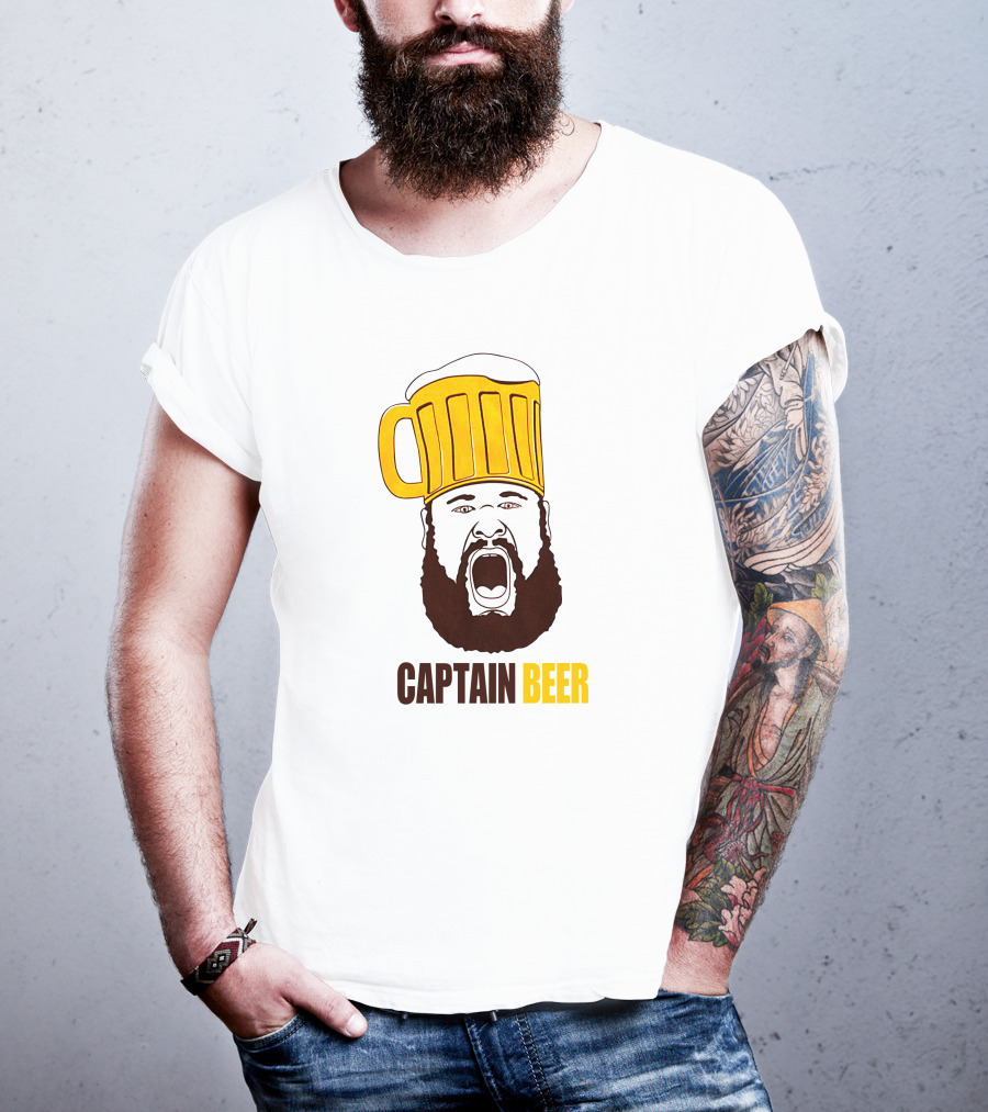 Dominic Grecco Captain Beer Mug Head Shouting Bearded Face T-Shirt