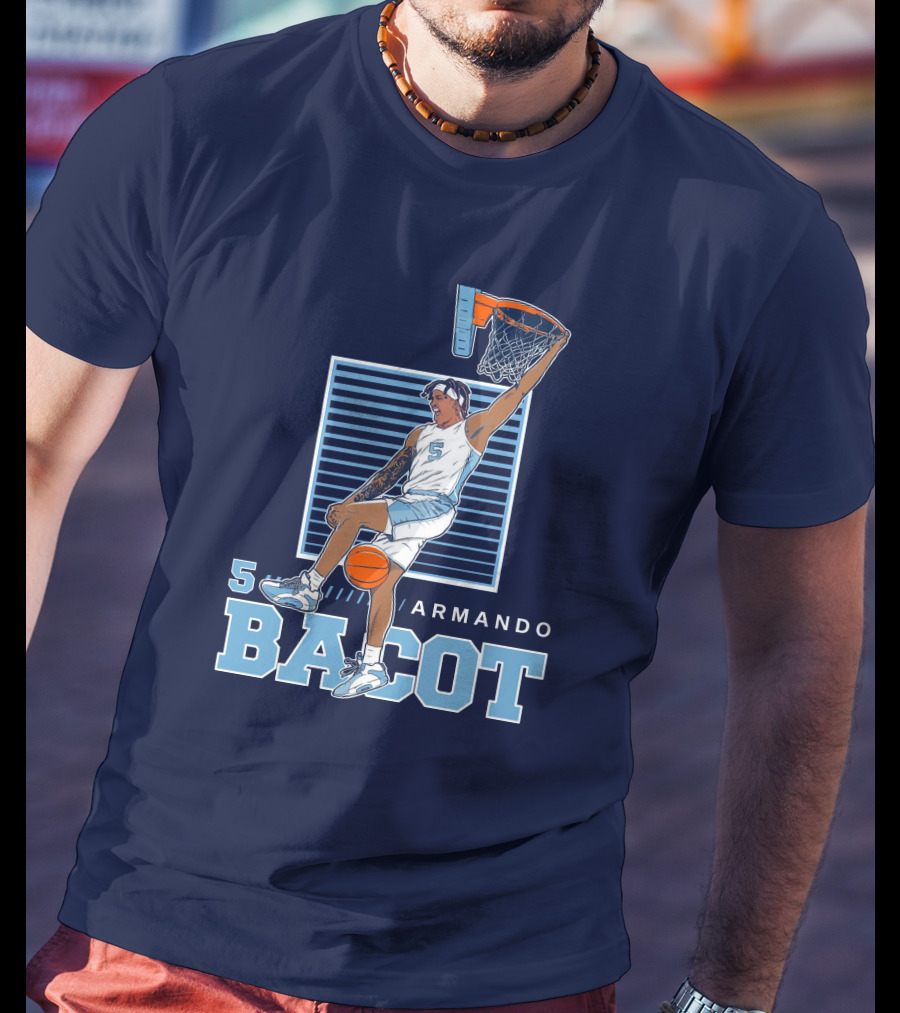 UNC Armando Bacot Dunking Number 5 T-Shirt