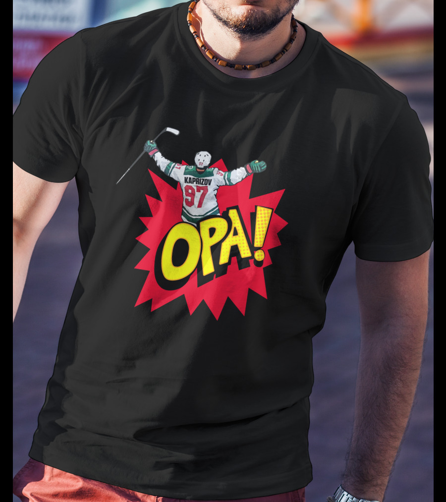 Hockeylodge Store Kirill Kaprizov 97 Opa Explosion T-Shirt