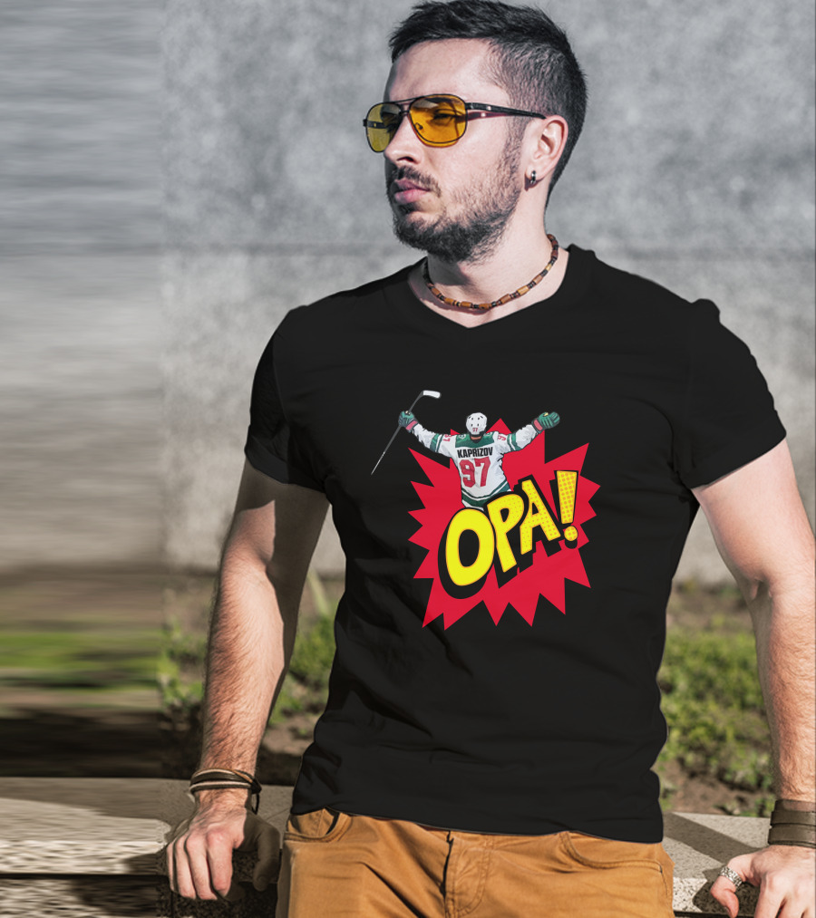 Hockeylodge Store Kirill Kaprizov 97 Opa Explosion T-Shirt