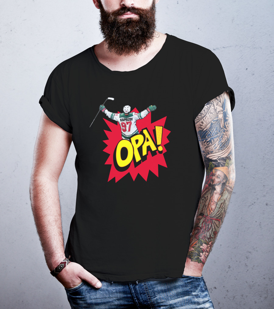 Hockeylodge Store Kirill Kaprizov 97 Opa Explosion T-Shirt