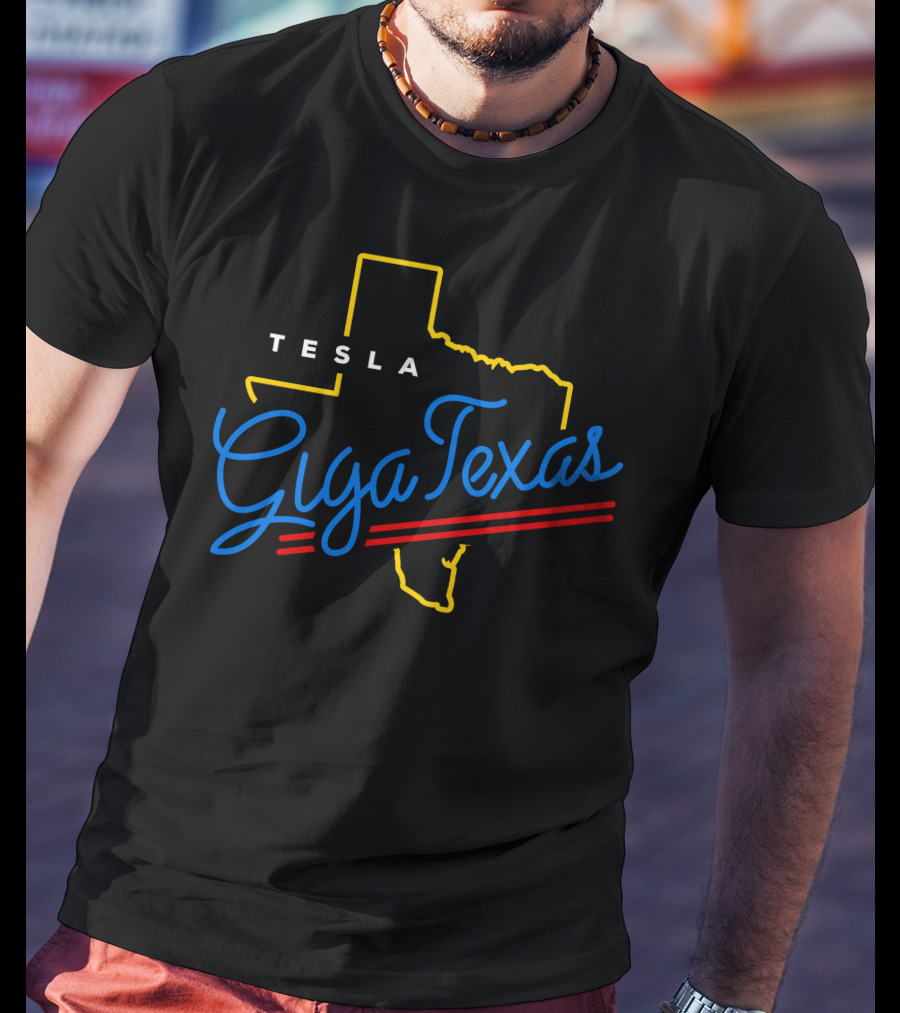 Tesla Giga Texas Neon Outline T-Shirt