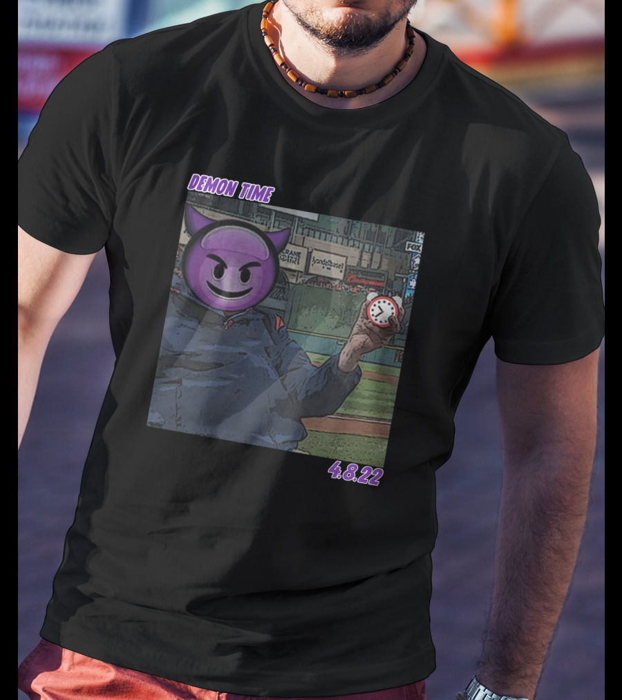 Demon Time Purple Emoji Face Baseball 4.8.22 T-Shirt