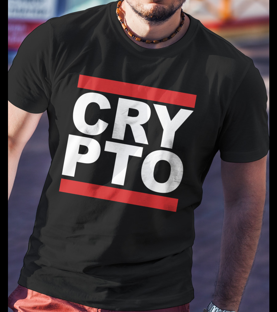 CRYPTO Bold Text Red Accents T-Shirt