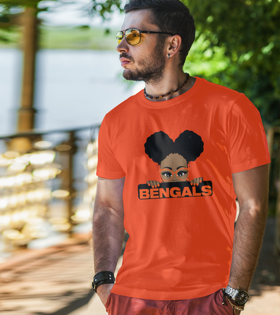 Rare Tagz Merch Bengals Girls Bengals Fanatic Afro T-Shirt