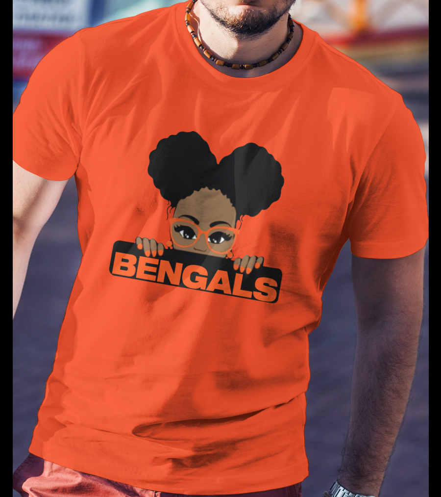 Rare Tagz Merch Bengals Girls Bengals Fanatic Afro T-Shirt