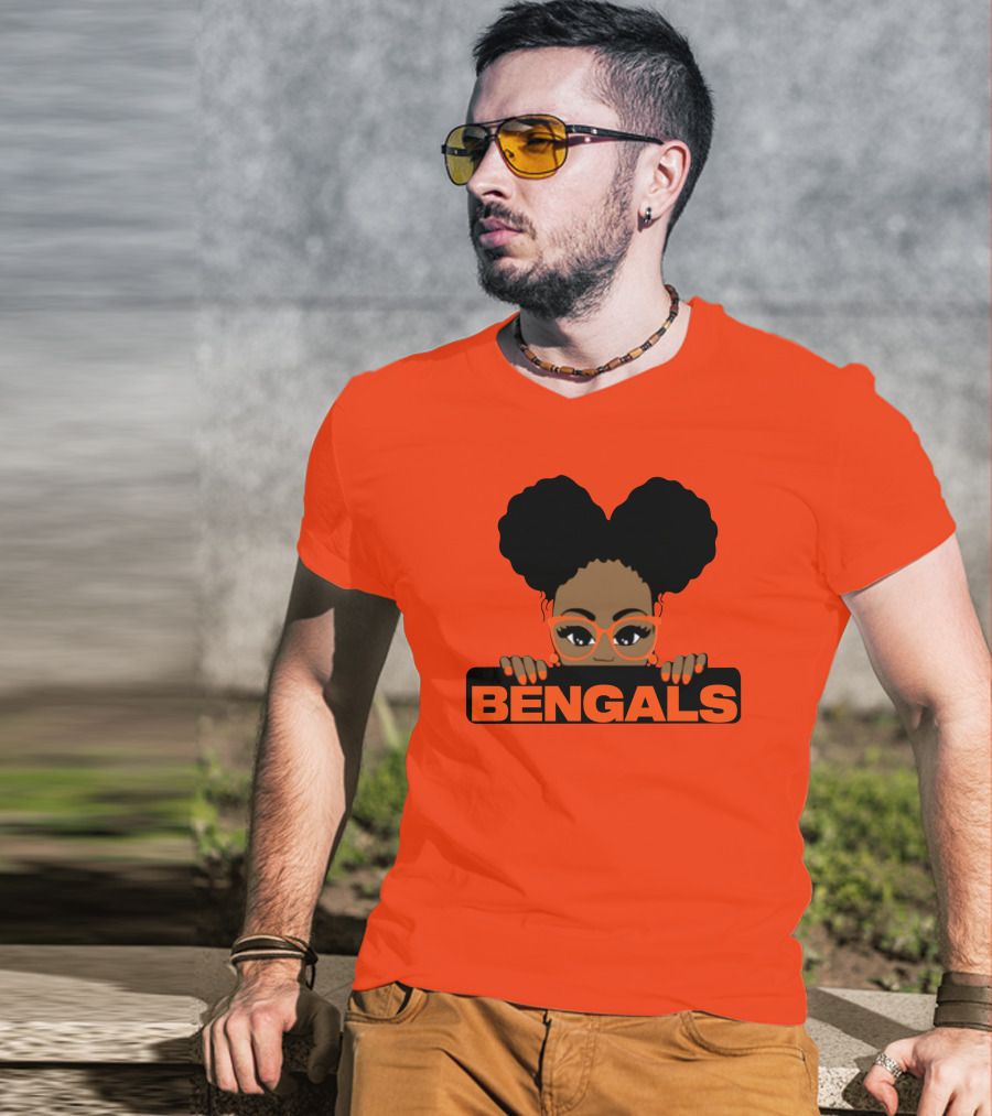 Rare Tagz Merch Bengals Girls Bengals Fanatic Afro T-Shirt