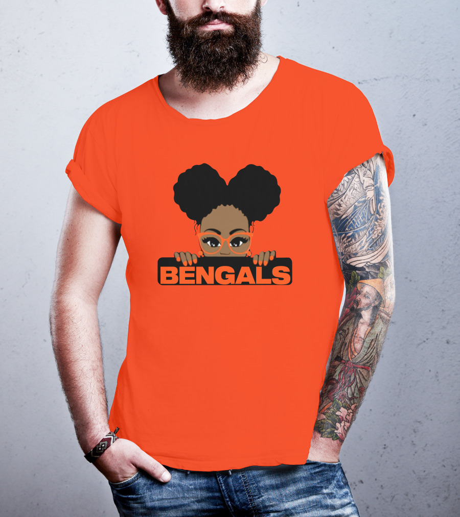 Rare Tagz Merch Bengals Girls Bengals Fanatic Afro T-Shirt
