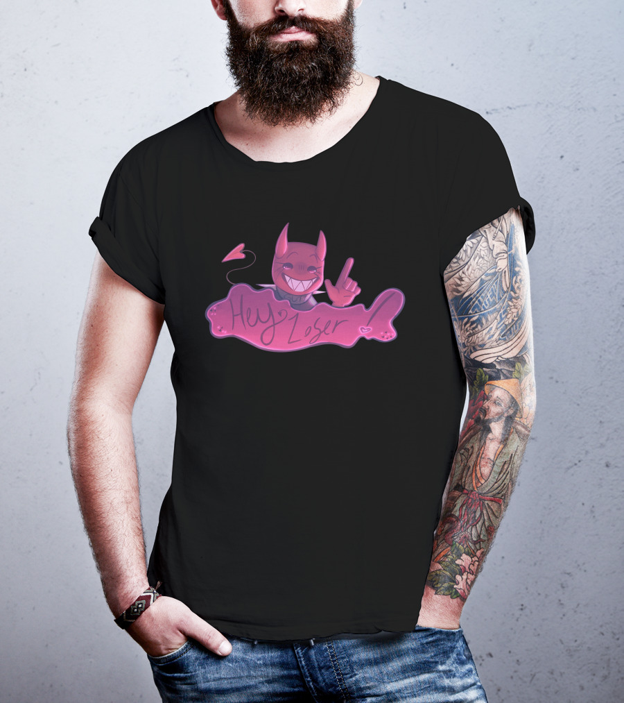 Gutsluvr Signature Hey Loser Devilish Pink Character Playful Gesture T-Shirt