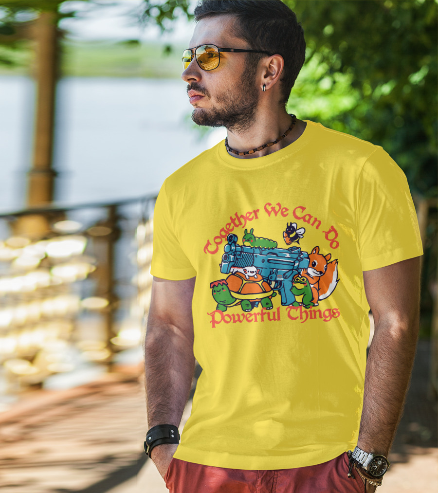 Together We Can Do Powerful Things Animals And Blue Water Gun T-Shirt