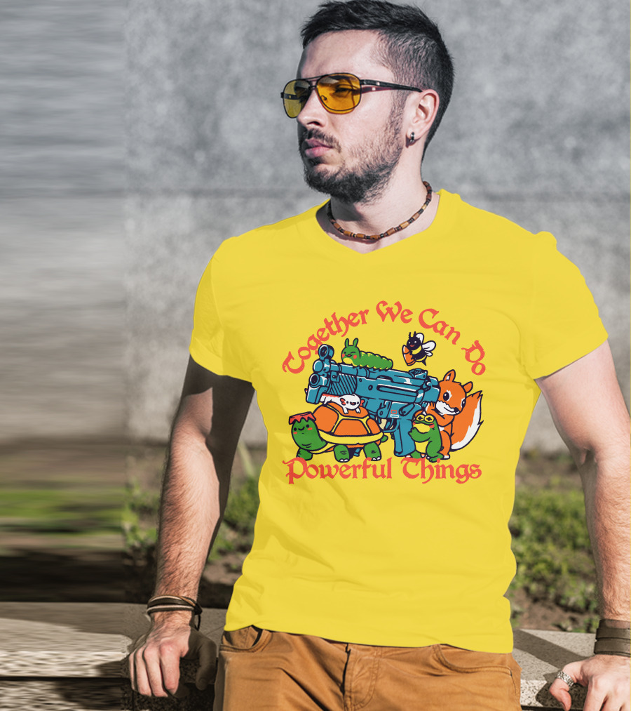 Together We Can Do Powerful Things Animals And Blue Water Gun T-Shirt