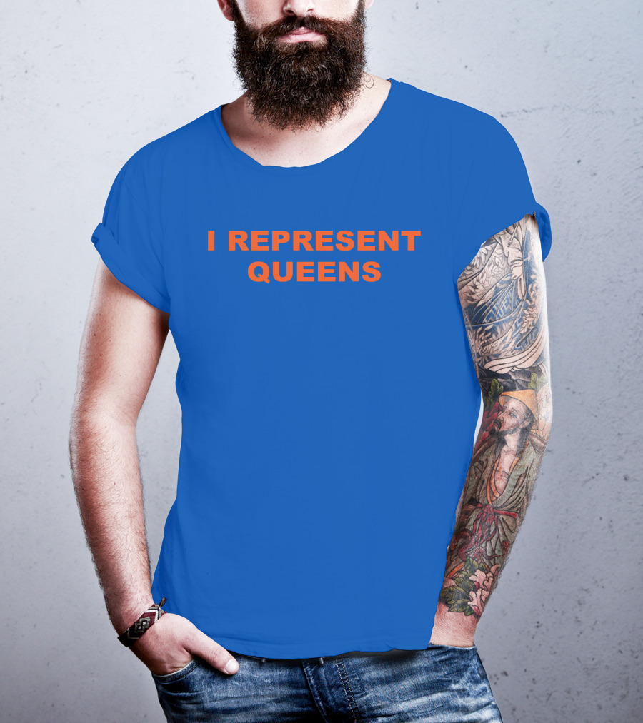 Cloney X LL Cool J I Represent Queens Retro Style Blue And Orange T-Shirt