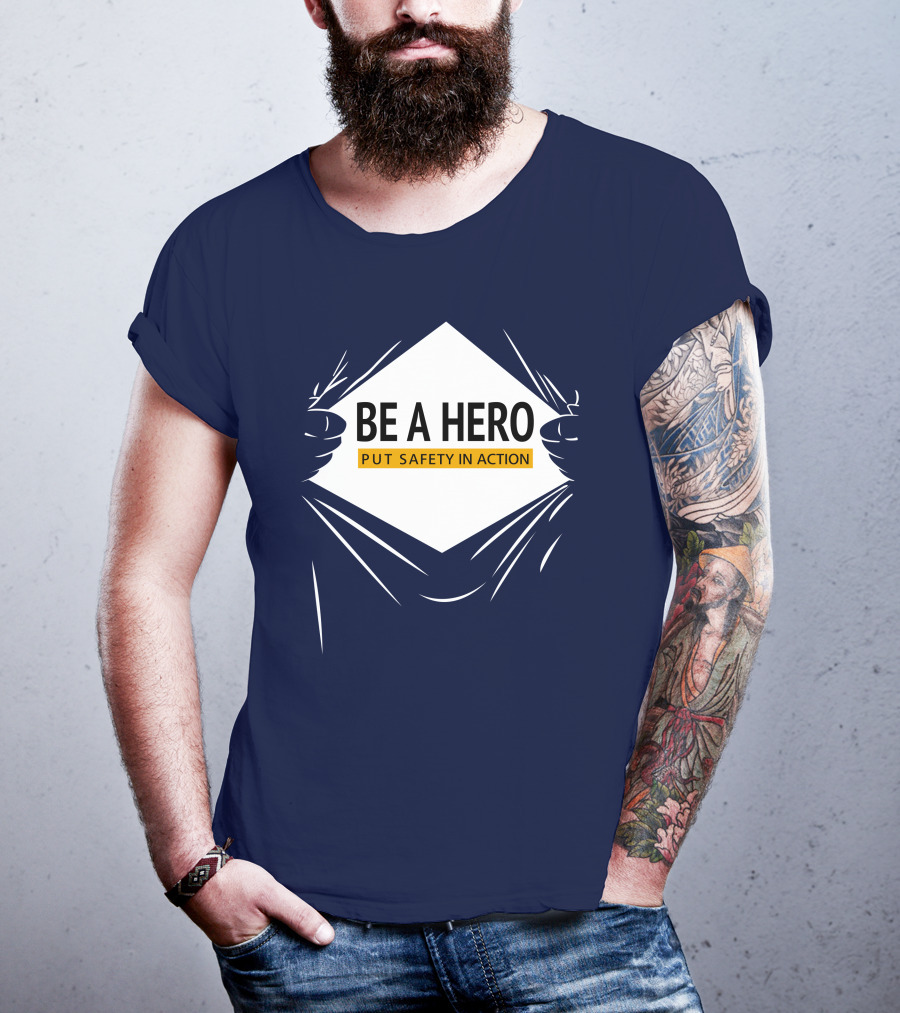 Be A Hero Put Safety In Action Dopeymcgeee Hands Pulling Open Shirt Superhero T-Shirt