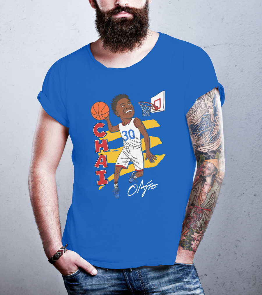 Ochai Agbaji Basketball Illustration 30 Chai Charliehustle Store T-Shirt