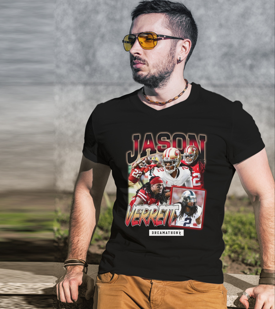 Jason Verrett Dreamathon San Francisco Football Collage T-Shirt
