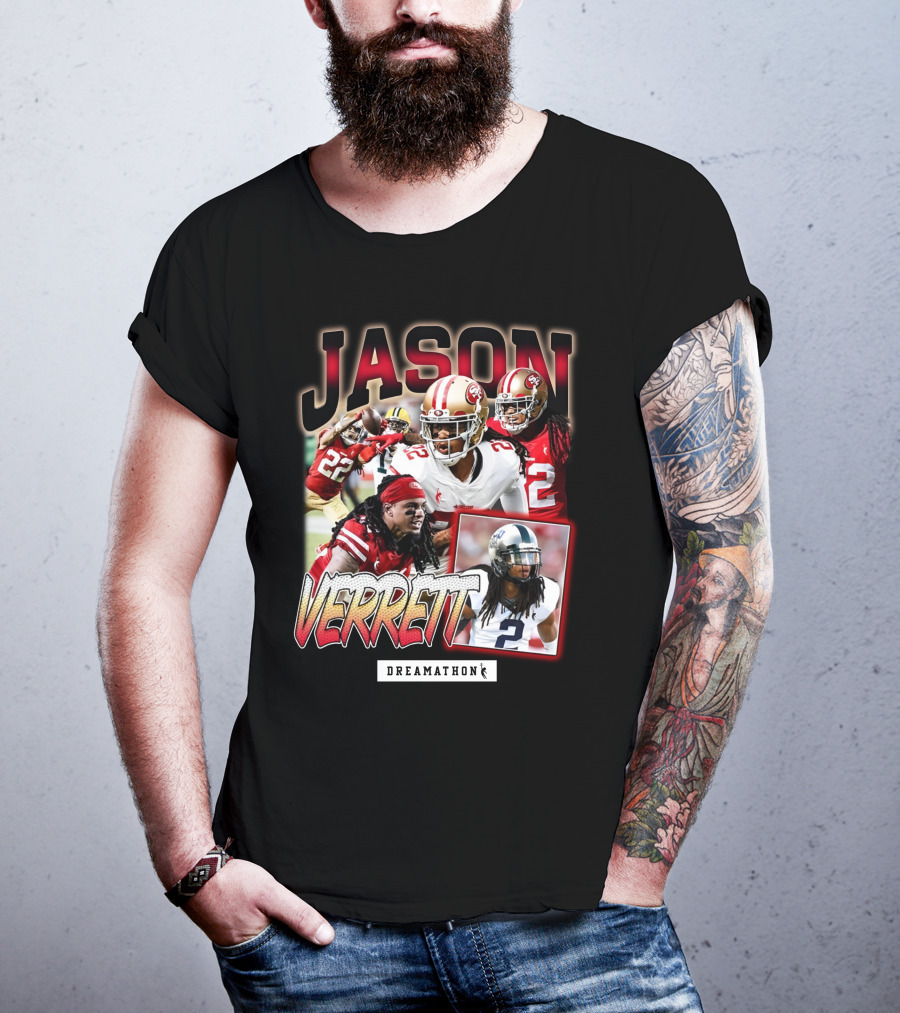 Jason Verrett Dreamathon San Francisco Football Collage T-Shirt