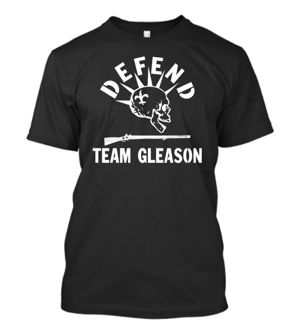 Drew Brees Defend Team Gleason Fleur-de-Lis Skull Rifle T-Shirt