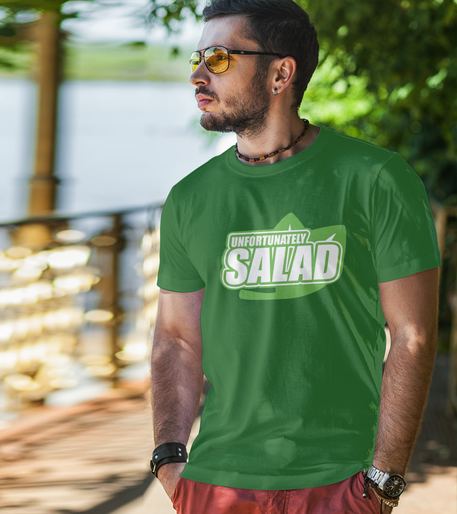 Unfortunately Salad Leaf Logo Mockup T-Shirt
