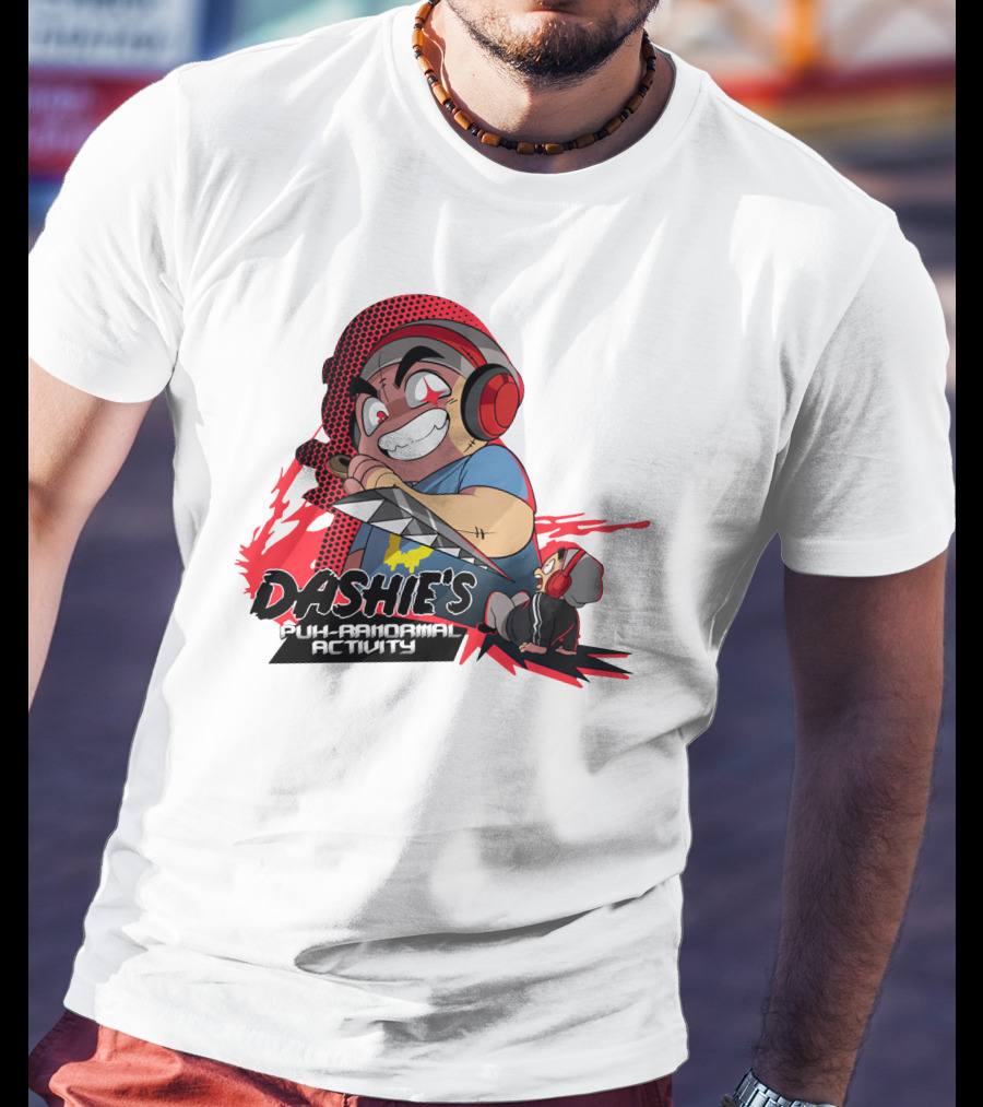 Dashiexp Merch Dashie's Puh-Ranormal Activity Red Headphones Cartoon Character T-Shirt