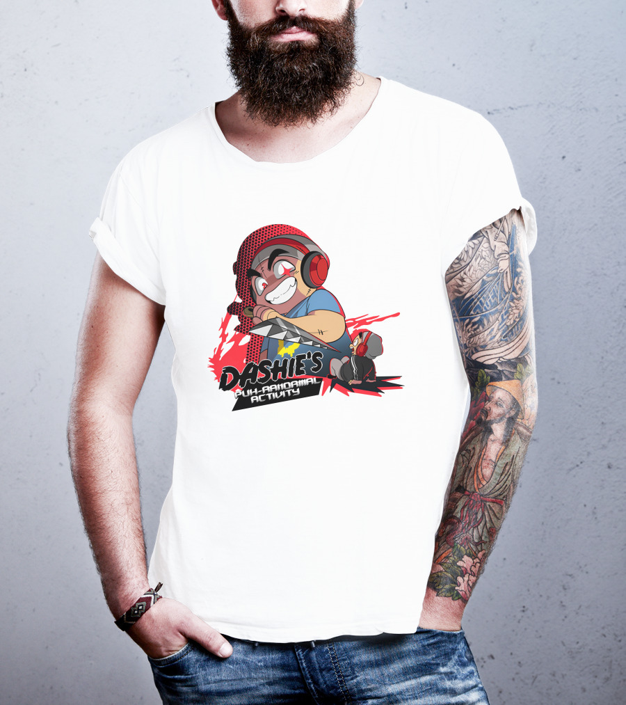 Dashiexp Merch Dashie's Puh-Ranormal Activity Red Headphones Cartoon Character T-Shirt