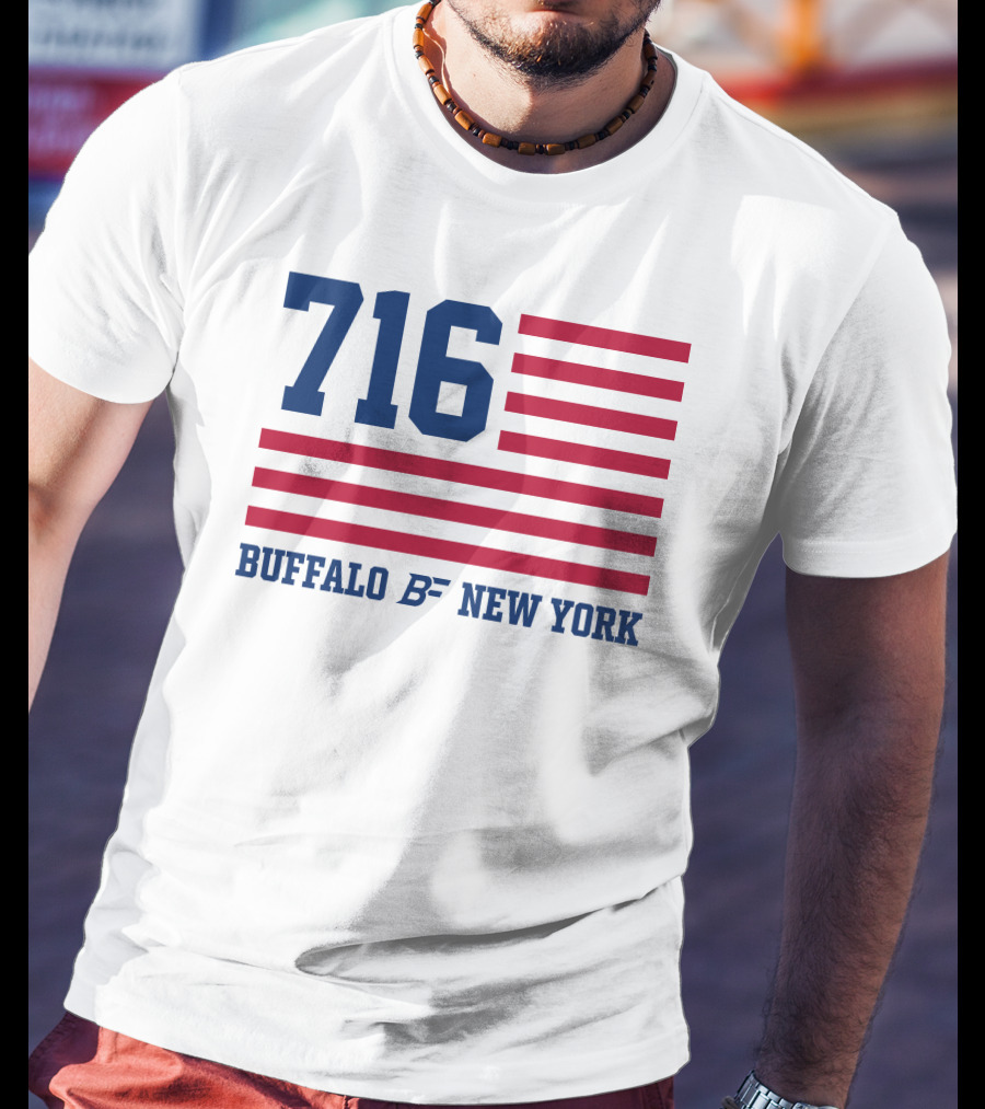 716 Buffalo New York USA Flag T-Shirt