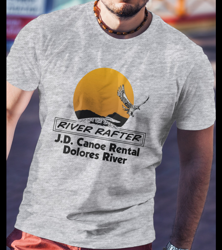 River Rafter J.D. Canoe Rental Dolores River Eagle Sunset T-Shirt