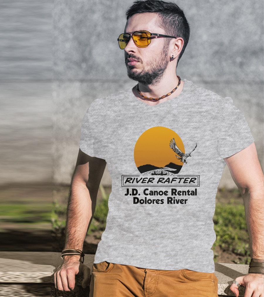 River Rafter J.D. Canoe Rental Dolores River Eagle Sunset T-Shirt