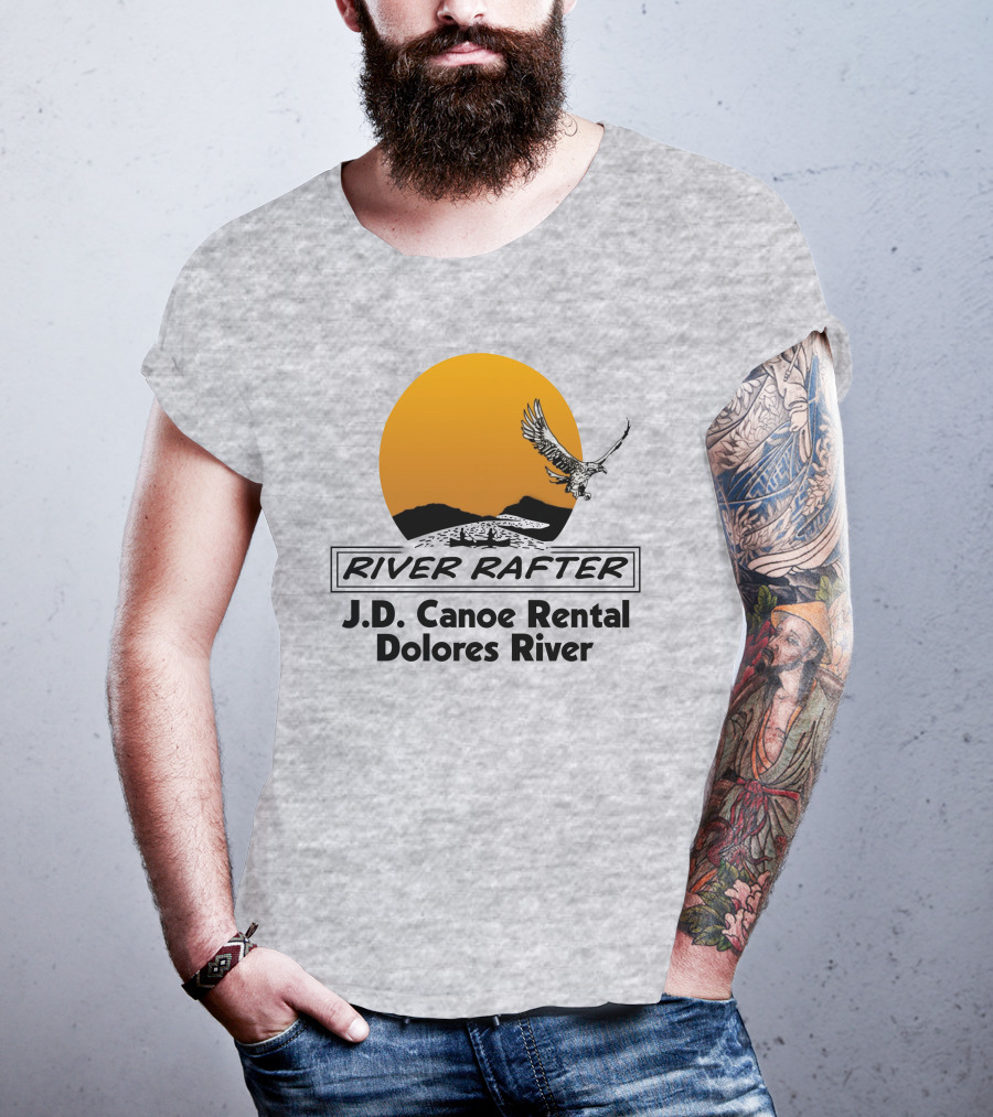 River Rafter J.D. Canoe Rental Dolores River Eagle Sunset T-Shirt