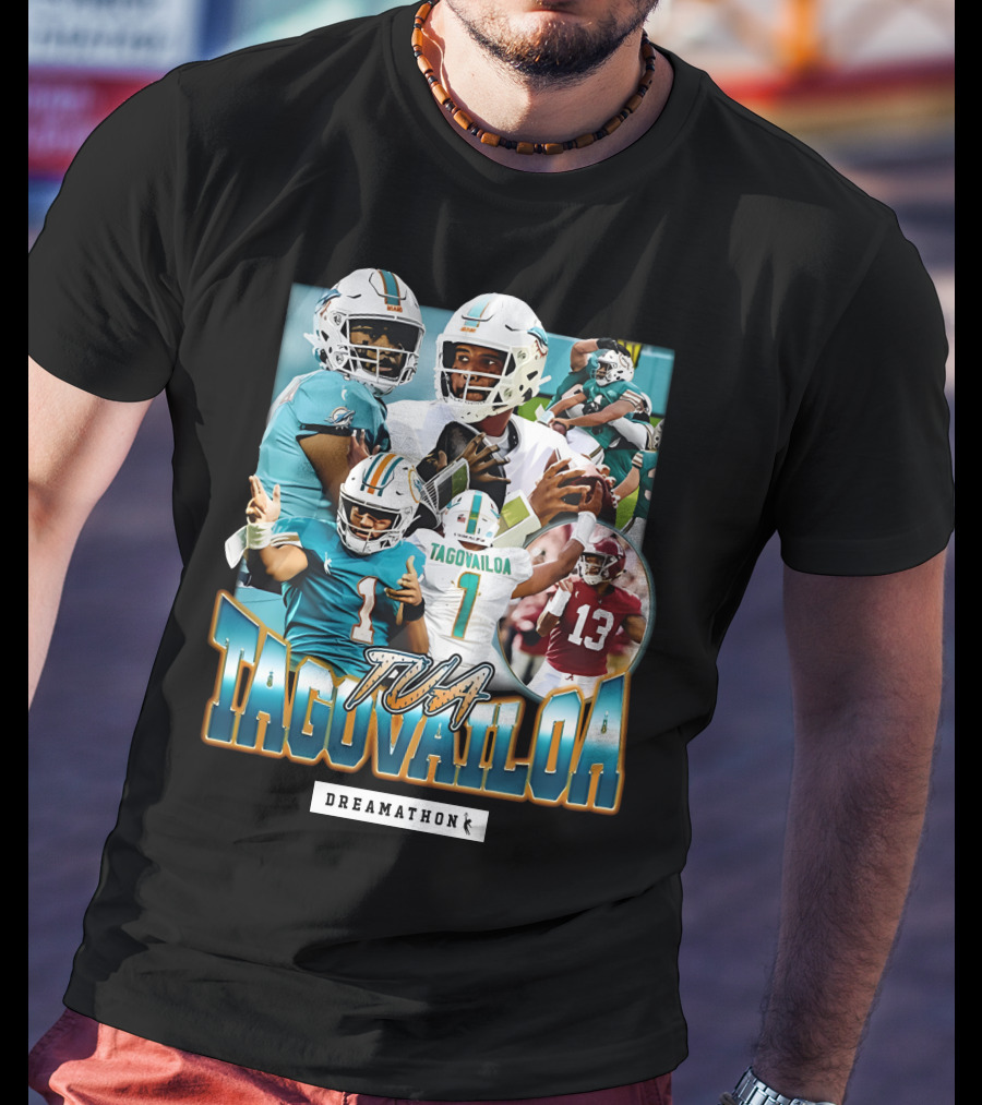 Tua Tagovailoa Dreamathon Quarterback Highlights NFL Football Action T-Shirt