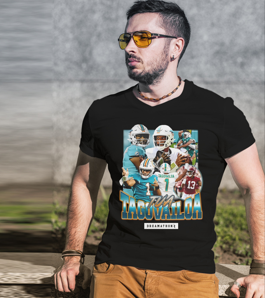 Tua Tagovailoa Dreamathon Quarterback Highlights NFL Football Action T-Shirt