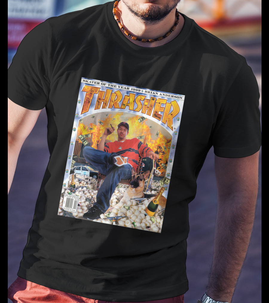 Thrasher Skater Of The Year 1999 Brian Anderson Cover With Money Explosion Scene T-Shirt