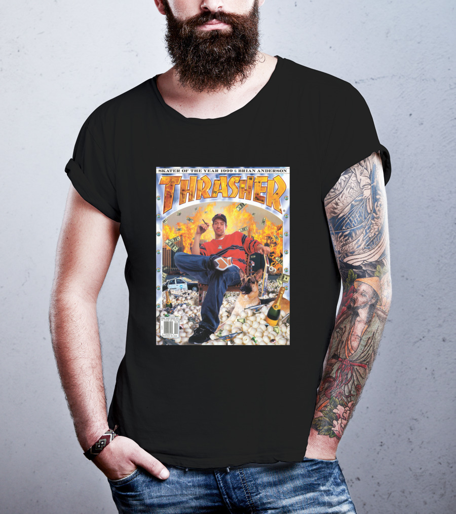 Thrasher Skater Of The Year 1999 Brian Anderson Cover With Money Explosion Scene T-Shirt