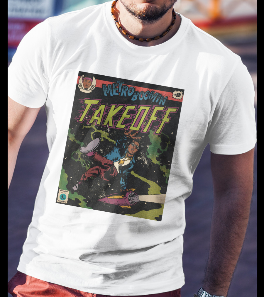 Metro Boomin Takeoff Comic Style Space Adventure T-Shirt