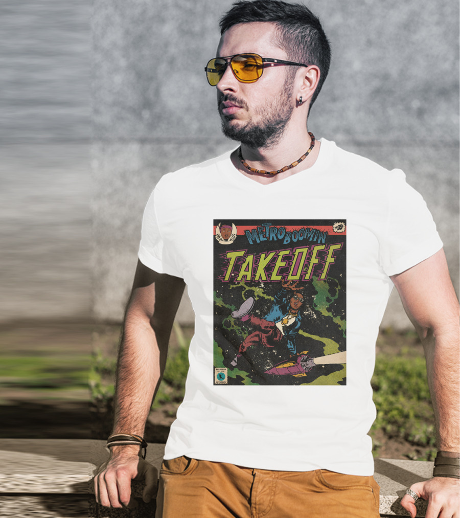 Metro Boomin Takeoff Comic Style Space Adventure T-Shirt