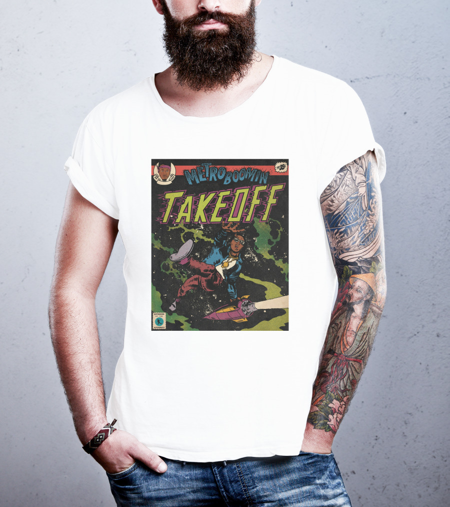 Metro Boomin Takeoff Comic Style Space Adventure T-Shirt