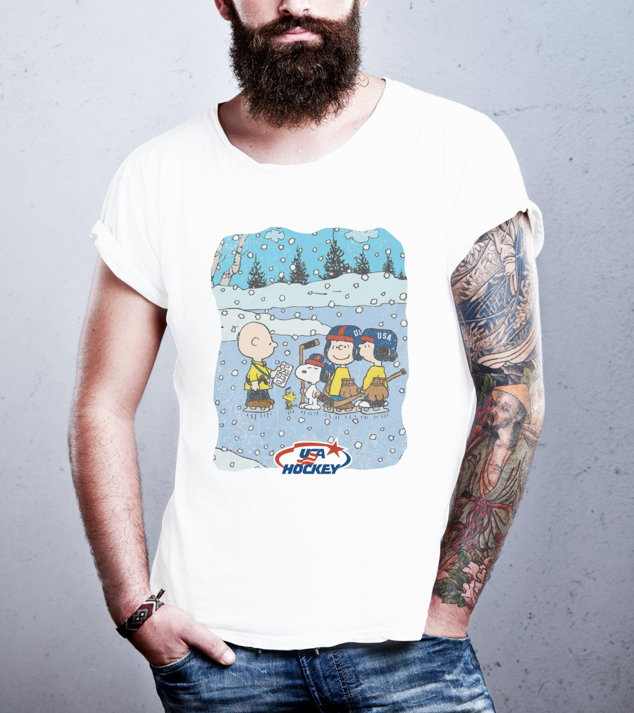 Nola Foxhky Streaker Sports X Peanuts USA Hockey Charlie Brown And Friends Ice Skating T-Shirt