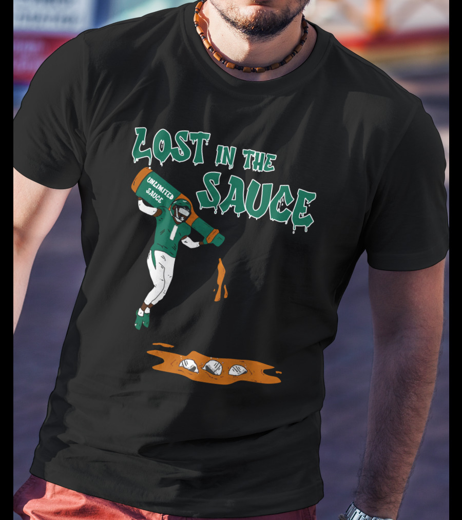 Lost In The Sauce Iamsaucegardner With Unlimited Sauce Football Player T-Shirt