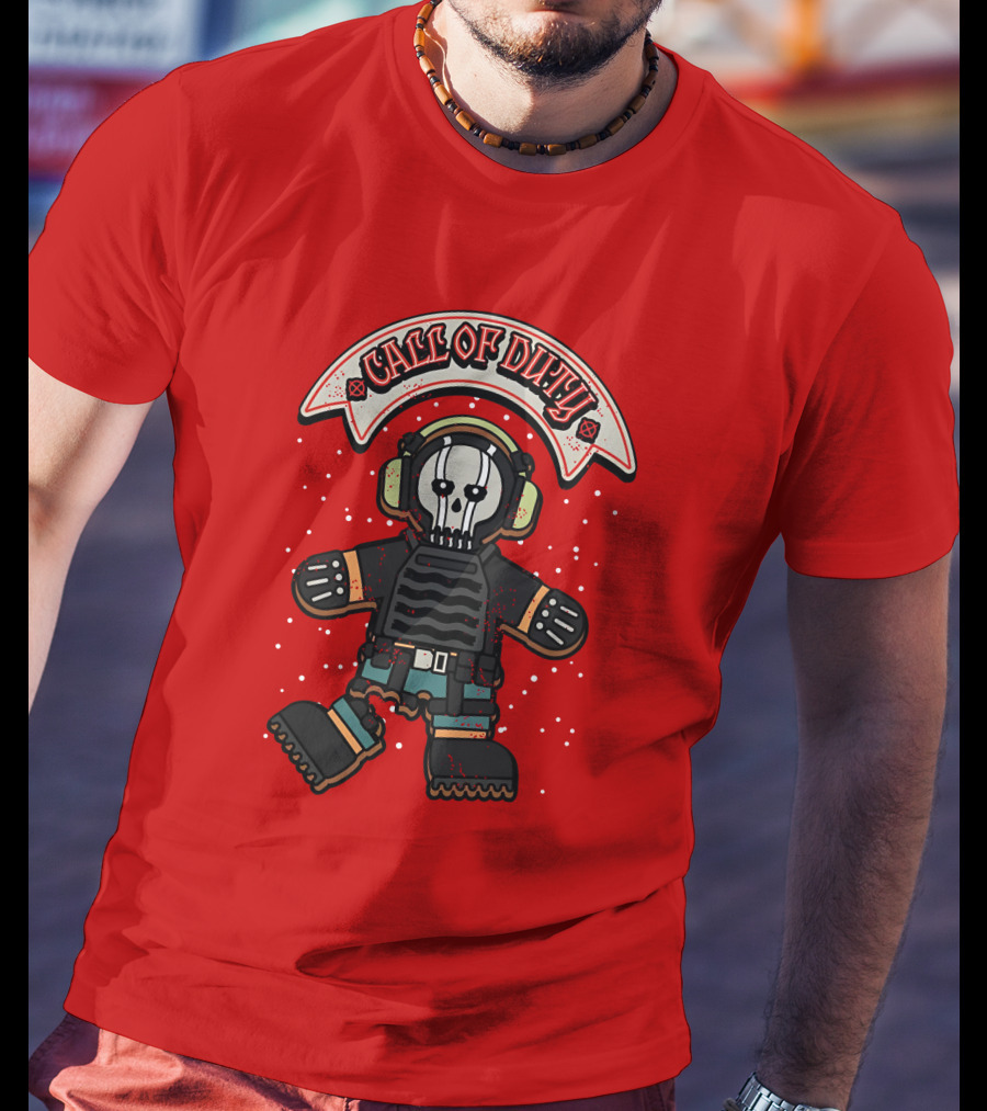 Dysmo Call Of Duty Skull Soldier Gingerbread Red Holiday Game Fusion T-Shirt