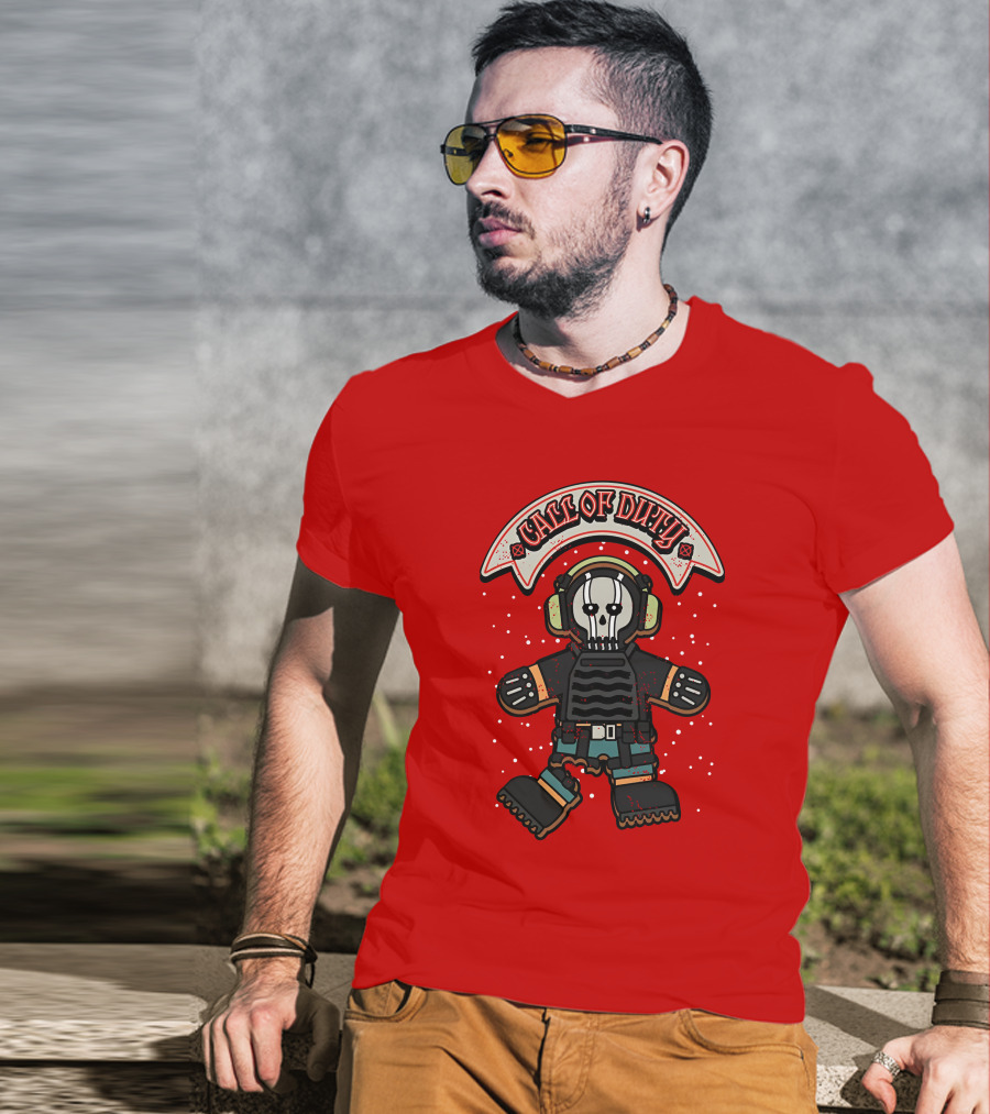 Dysmo Call Of Duty Skull Soldier Gingerbread Red Holiday Game Fusion T-Shirt