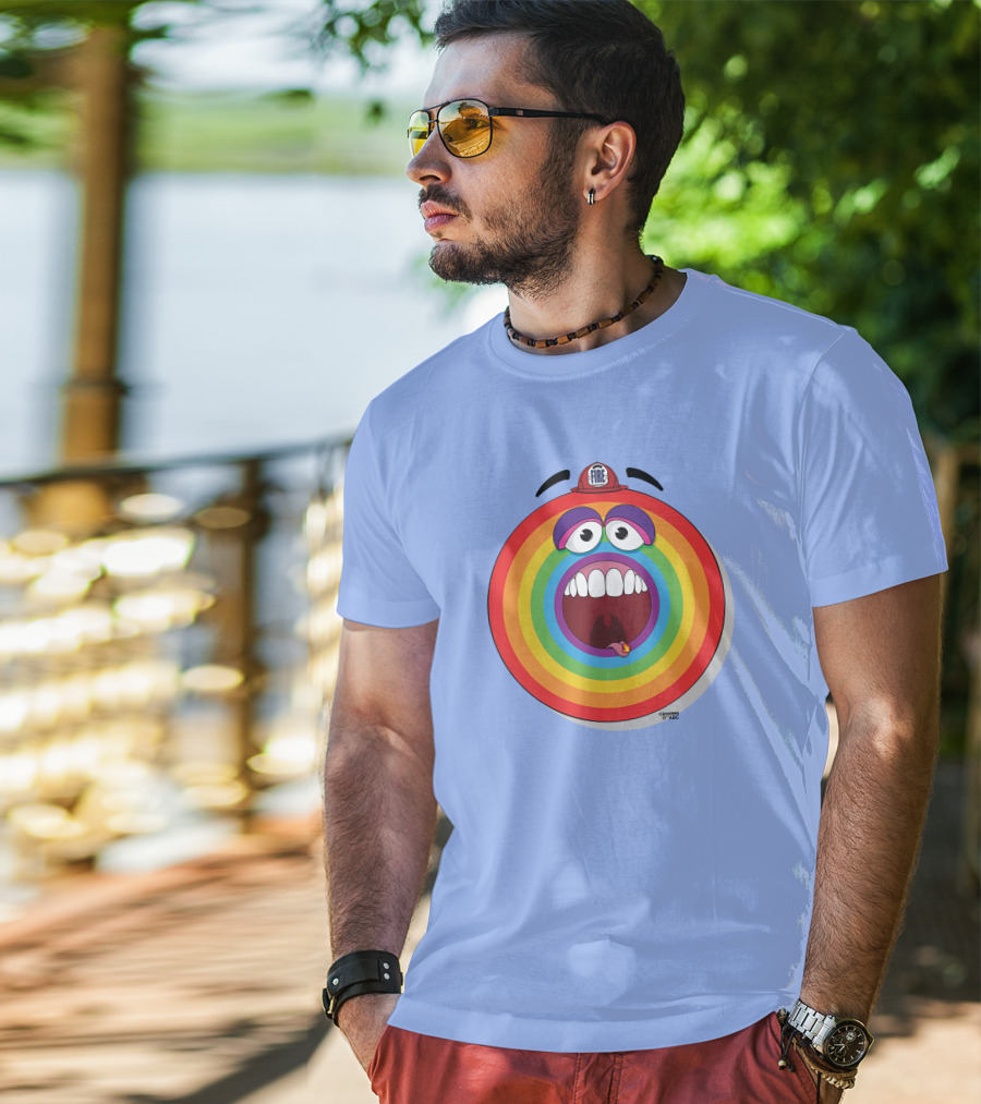 Firefighter Rainbow Face With Comic Mouth By Ernest Doty T-Shirt
