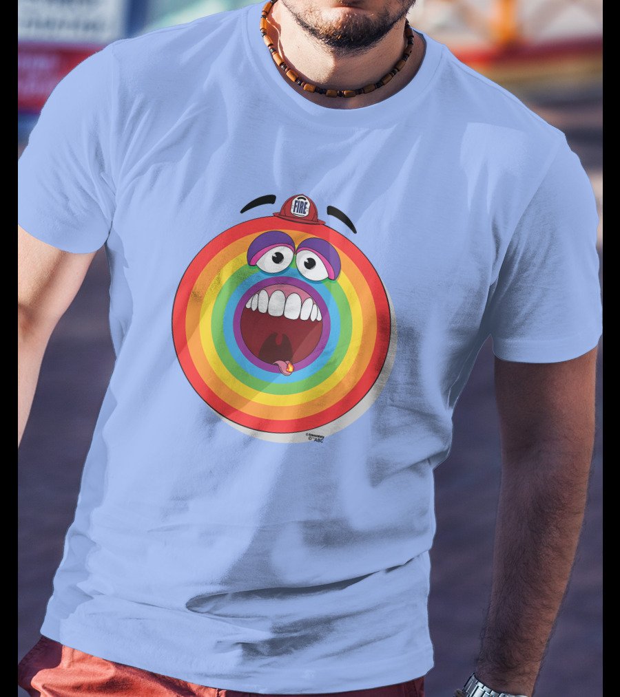 Firefighter Rainbow Face With Comic Mouth By Ernest Doty T-Shirt