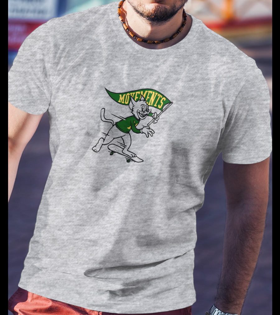 Movements Skateboarding Cat With Flag T-Shirt